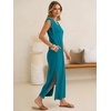 image:imageANRABESS Womens Summer Casual Maxi Dresses Sleeveless V Neck Split WrinkleFree Long Sundress Beach Vacation Travel ClothesLake Blue