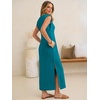 image:imageANRABESS Womens Summer Casual Maxi Dresses Sleeveless V Neck Split WrinkleFree Long Sundress Beach Vacation Travel ClothesLake Blue