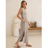 image:imageANRABESS Womens Summer Casual Maxi Dresses Sleeveless V Neck Split WrinkleFree Long Sundress Beach Vacation Travel ClothesLight Khaki