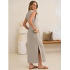 image:imageANRABESS Womens Summer Casual Maxi Dresses Sleeveless V Neck Split WrinkleFree Long Sundress Beach Vacation Travel ClothesLight Khaki