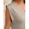 image:imageANRABESS Womens Summer Casual Maxi Dresses Sleeveless V Neck Split WrinkleFree Long Sundress Beach Vacation Travel ClothesLight Khaki