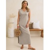 image:imageANRABESS Womens Summer Casual Maxi Dresses Sleeveless V Neck Split WrinkleFree Long Sundress Beach Vacation Travel ClothesLight Khaki