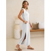 image:imageANRABESS Womens Summer Casual Maxi Dresses Sleeveless V Neck Split WrinkleFree Long Sundress Beach Vacation Travel ClothesWhite