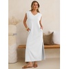 image:imageANRABESS Womens Summer Casual Maxi Dresses Sleeveless V Neck Split WrinkleFree Long Sundress Beach Vacation Travel ClothesWhite