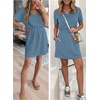 image:imageANRABESS Womens Summer Dresses Casual V Neck Short Sleeve Elastic Waist Mini Tshirt Dress Beach Vacation Sundress with PocketGrey Blue