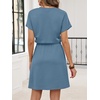 image:imageANRABESS Womens Summer Dresses Casual V Neck Short Sleeve Elastic Waist Mini Tshirt Dress Beach Vacation Sundress with PocketGrey Blue