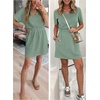image:imageANRABESS Womens Summer Dresses Casual V Neck Short Sleeve Elastic Waist Mini Tshirt Dress Beach Vacation Sundress with PocketLight Green