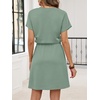 image:imageANRABESS Womens Summer Dresses Casual V Neck Short Sleeve Elastic Waist Mini Tshirt Dress Beach Vacation Sundress with PocketLight Green