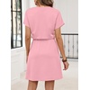 image:imageANRABESS Womens Summer Dresses Casual V Neck Short Sleeve Elastic Waist Mini Tshirt Dress Beach Vacation Sundress with PocketPink