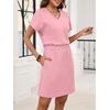 image:imageANRABESS Womens Summer Dresses Casual V Neck Short Sleeve Elastic Waist Mini Tshirt Dress Beach Vacation Sundress with PocketPink