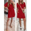 image:imageANRABESS Womens Summer Dresses Casual V Neck Short Sleeve Elastic Waist Mini Tshirt Dress Beach Vacation Sundress with PocketRed