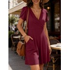 image:imageANRABESS Womens Summer Dresses Short Sleeve Wrap V Neck ALine Floral Mini Dress Causal Flowy Boho Beach Vacation Sundress Burgundy XL