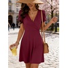 image:imageANRABESS Womens Summer Dresses Short Sleeve Wrap V Neck ALine Floral Mini Dress Causal Flowy Boho Beach Vacation Sundress Burgundy XL