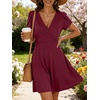image:imageANRABESS Womens Summer Dresses Short Sleeve Wrap V Neck ALine Floral Mini Dress Causal Flowy Boho Beach Vacation Sundress Burgundy XL