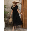 image:imageANRABESS Womens Summer Floral Maxi Dress Casual V Neck Short Sleeve Chiffon Boho Flowy Beach 2026 Wedding Guest Long DressesBlack
