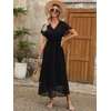 image:imageANRABESS Womens Summer Floral Maxi Dress Casual V Neck Short Sleeve Chiffon Boho Flowy Beach 2026 Wedding Guest Long DressesBlack