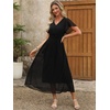 image:imageANRABESS Womens Summer Floral Maxi Dress Casual V Neck Short Sleeve Chiffon Boho Flowy Beach 2026 Wedding Guest Long DressesBlack