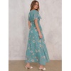 image:imageANRABESS Womens Summer Floral Maxi Dress Casual V Neck Short Sleeve Chiffon Boho Flowy Beach 2026 Wedding Guest Long DressesCadetblue Flor