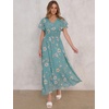 image:imageANRABESS Womens Summer Floral Maxi Dress Casual V Neck Short Sleeve Chiffon Boho Flowy Beach 2026 Wedding Guest Long DressesCadetblue Flor