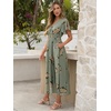 image:imageANRABESS Womens Summer Floral Maxi Dress Casual V Neck Short Sleeve Chiffon Boho Flowy Beach 2026 Wedding Guest Long DressesFloral Green