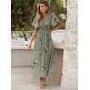image:imageANRABESS Womens Summer Floral Maxi Dress Casual V Neck Short Sleeve Chiffon Boho Flowy Beach 2026 Wedding Guest Long DressesFloral Green