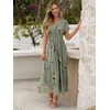 image:imageANRABESS Womens Summer Floral Maxi Dress Casual V Neck Short Sleeve Chiffon Boho Flowy Beach 2026 Wedding Guest Long DressesFloral Green