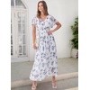 image:imageANRABESS Womens Summer Floral Maxi Dress Casual V Neck Short Sleeve Chiffon Boho Flowy Beach 2026 Wedding Guest Long DressesFloral White Teal