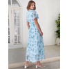 image:imageANRABESS Womens Summer Floral Maxi Dress Casual V Neck Short Sleeve Chiffon Boho Flowy Beach 2026 Wedding Guest Long DressesGreen Leaf Print