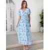 image:imageANRABESS Womens Summer Floral Maxi Dress Casual V Neck Short Sleeve Chiffon Boho Flowy Beach 2026 Wedding Guest Long DressesGreen Leaf Print