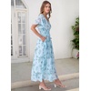 image:imageANRABESS Womens Summer Floral Maxi Dress Casual V Neck Short Sleeve Chiffon Boho Flowy Beach 2026 Wedding Guest Long DressesGreen Leaf Print