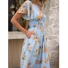 image:imageANRABESS Womens Summer Floral Maxi Dress Casual V Neck Short Sleeve Chiffon Boho Flowy Beach 2026 Wedding Guest Long DressesOrange Floral Print