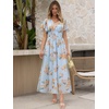 image:imageANRABESS Womens Summer Floral Maxi Dress Casual V Neck Short Sleeve Chiffon Boho Flowy Beach 2026 Wedding Guest Long DressesOrange Floral Print
