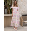 image:imageANRABESS Womens Summer Floral Maxi Dress Casual V Neck Short Sleeve Chiffon Boho Flowy Beach 2026 Wedding Guest Long DressesPink Flor