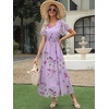 image:imageANRABESS Womens Summer Floral Maxi Dress Casual V Neck Short Sleeve Chiffon Boho Flowy Beach 2026 Wedding Guest Long DressesPurple Flor