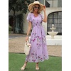 image:imageANRABESS Womens Summer Floral Maxi Dress Casual V Neck Short Sleeve Chiffon Boho Flowy Beach 2026 Wedding Guest Long DressesPurple Flor