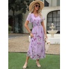 image:imageANRABESS Womens Summer Floral Maxi Dress Casual V Neck Short Sleeve Chiffon Boho Flowy Beach 2026 Wedding Guest Long DressesPurple Flor