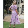 image:imageANRABESS Womens Summer Floral Maxi Dress Casual V Neck Short Sleeve Chiffon Boho Flowy Beach 2026 Wedding Guest Long DressesPurple Flor