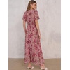 image:imageANRABESS Womens Summer Floral Maxi Dress Casual V Neck Short Sleeve Chiffon Boho Flowy Beach 2026 Wedding Guest Long DressesRose Red Flor