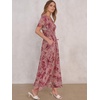 image:imageANRABESS Womens Summer Floral Maxi Dress Casual V Neck Short Sleeve Chiffon Boho Flowy Beach 2026 Wedding Guest Long DressesRose Red Flor