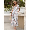 image:imageANRABESS Womens Summer Floral Maxi Dress Casual V Neck Short Sleeve Chiffon Boho Flowy Beach 2026 Wedding Guest Long DressesWhite Flor