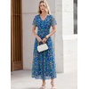 image:imageANRABESS Womens Summer Floral Maxi Dress Short Sleeve Flowy Tulle Wedding Guest Beach Vacation 2026 Spring Party Long DressesBlue Yellow Floral