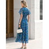 image:imageANRABESS Womens Summer Floral Maxi Dress Short Sleeve Flowy Tulle Wedding Guest Beach Vacation 2026 Spring Party Long DressesBlue Yellow Floral
