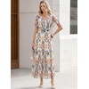 image:imageANRABESS Womens Summer Floral Maxi Dress Short Sleeve Flowy Tulle Wedding Guest Beach Vacation 2026 Spring Party Long DressesCream Navy Floral