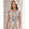 image:imageANRABESS Womens Summer Floral Maxi Dress Short Sleeve Flowy Tulle Wedding Guest Beach Vacation 2026 Spring Party Long DressesCream Navy Floral