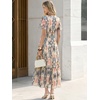 image:imageANRABESS Womens Summer Floral Maxi Dress Short Sleeve Flowy Tulle Wedding Guest Beach Vacation 2026 Spring Party Long DressesCream Navy Floral