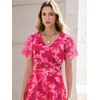 image:imageANRABESS Womens Summer Floral Maxi Dress Short Sleeve Flowy Tulle Wedding Guest Beach Vacation 2026 Spring Party Long DressesHot Pink Floral