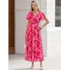 image:imageANRABESS Womens Summer Floral Maxi Dress Short Sleeve Flowy Tulle Wedding Guest Beach Vacation 2026 Spring Party Long DressesHot Pink Floral