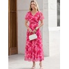 image:imageANRABESS Womens Summer Floral Maxi Dress Short Sleeve Flowy Tulle Wedding Guest Beach Vacation 2026 Spring Party Long DressesHot Pink Floral