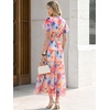 image:imageANRABESS Womens Summer Floral Maxi Dress Short Sleeve Flowy Tulle Wedding Guest Beach Vacation 2026 Spring Party Long DressesPink Blue Floral
