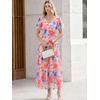 image:imageANRABESS Womens Summer Floral Maxi Dress Short Sleeve Flowy Tulle Wedding Guest Beach Vacation 2026 Spring Party Long DressesPink Blue Floral